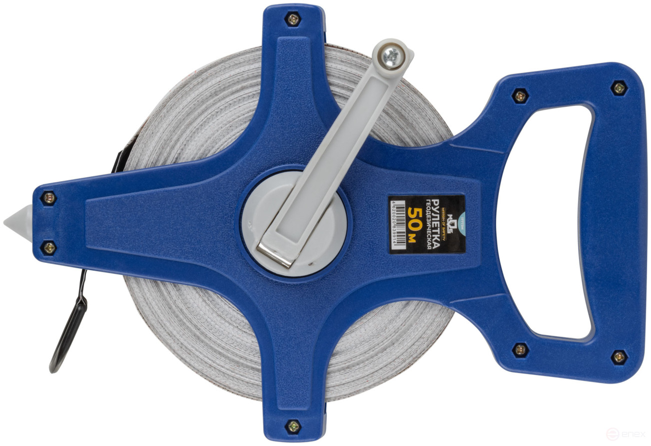 Geodetic tape measure, open case, fiberglass tape 50 m