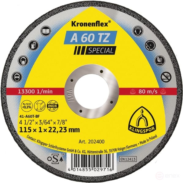 Отрезной круг A 60 TZ Special, 115 x 1 x 22,23, 202400