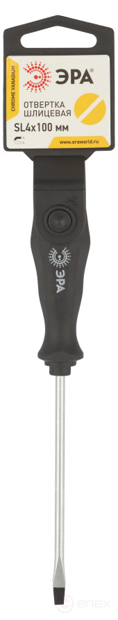 100SL4 Отвертка ЭРА SL 4х100 мм шлицевая двухкомпонентная рукоятка