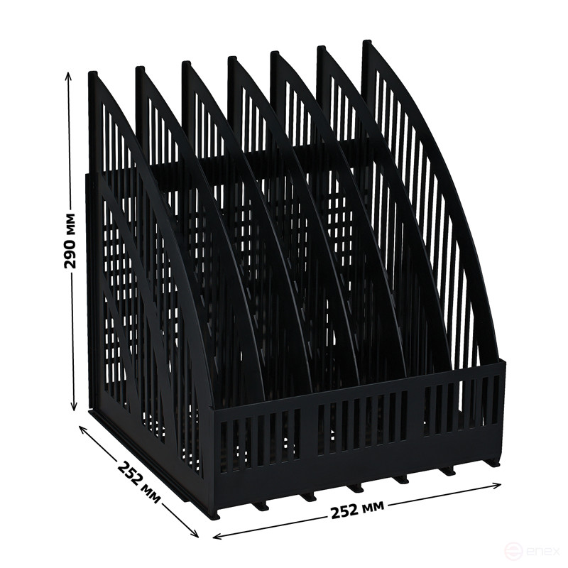 Paper tray vertical STAMP "Line", prefabricated, 6 compartments, black