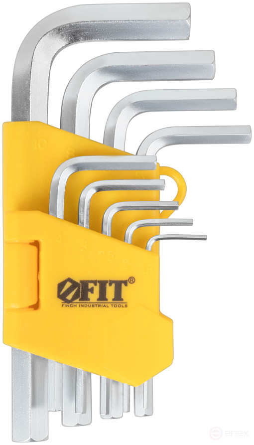 Ключи шестигранные, CrV сталь, 9 шт., 1,5-10 мм, в пластиковом держателе