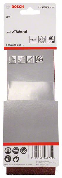 Набор из 3 шлифлент X440 75 x 480 мм, 40