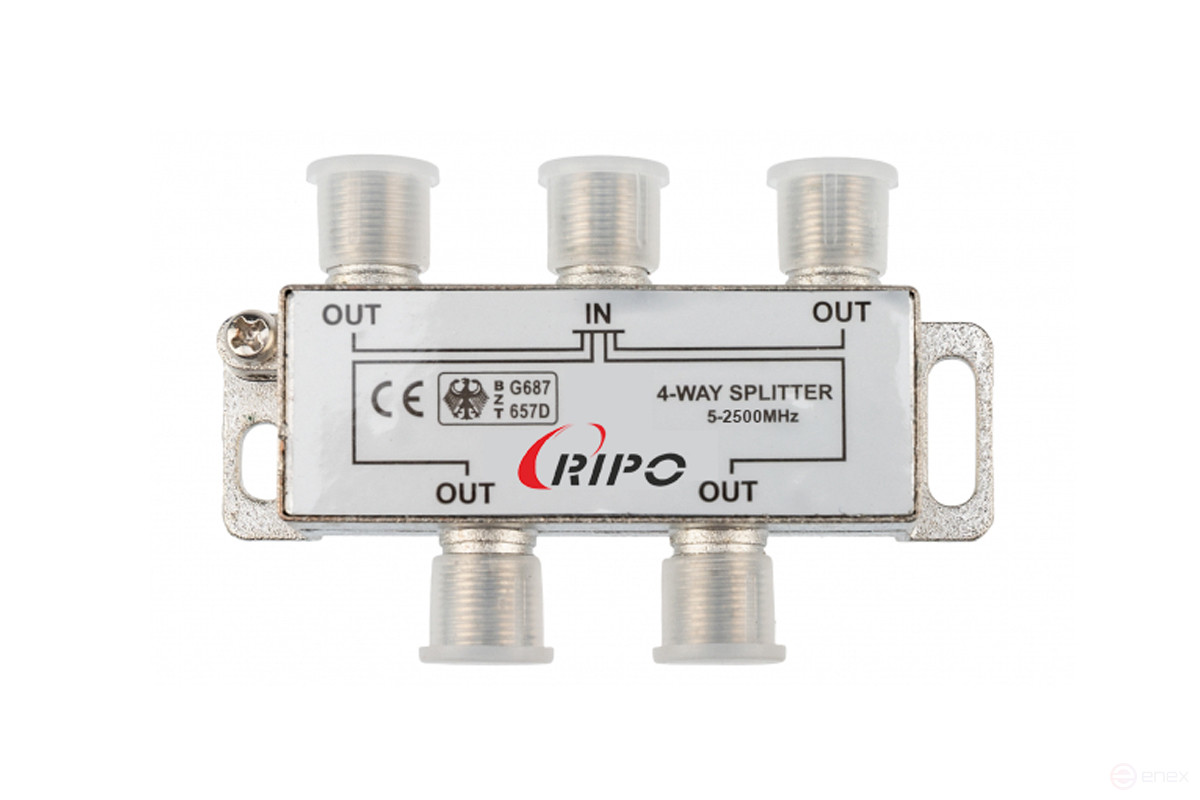 TV Ripo splitter (divider) in 4 directions for F connectors 5-2500 MHz