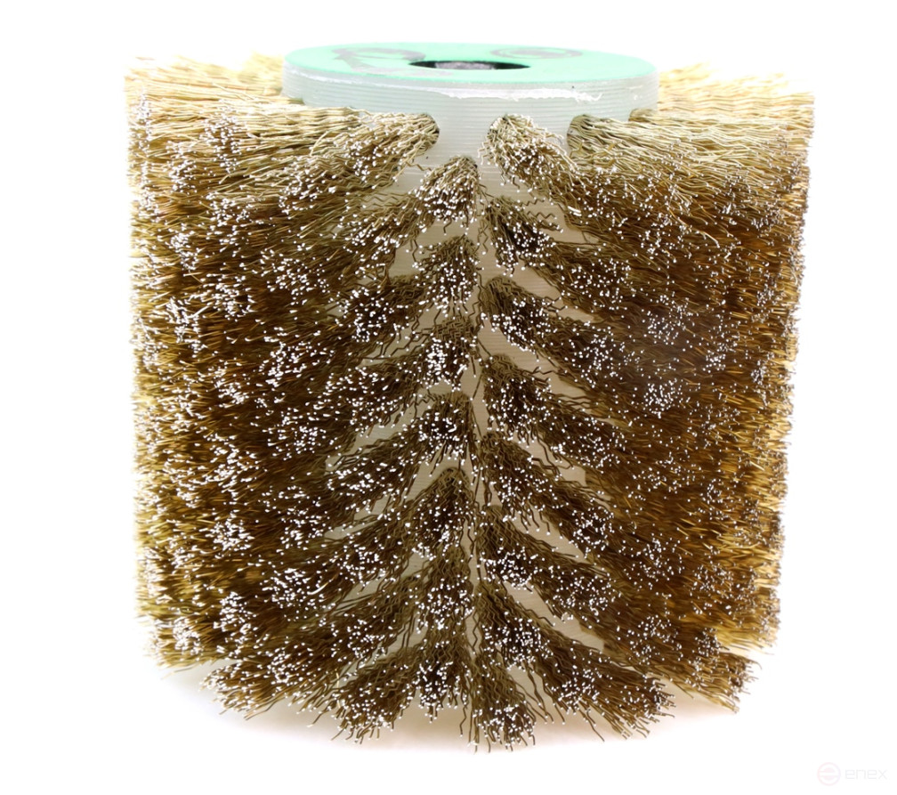 Brush D110*100*19+4 grooves, pile corrugation latunir-I steel 0,35 on wood for brush cutting machines with shaft D19+4 (3-361)