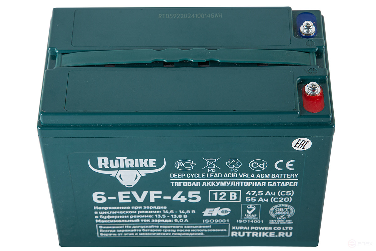 Тяговый аккумулятор RuTrike 6-EVF-45 (12V45A/H C3)
