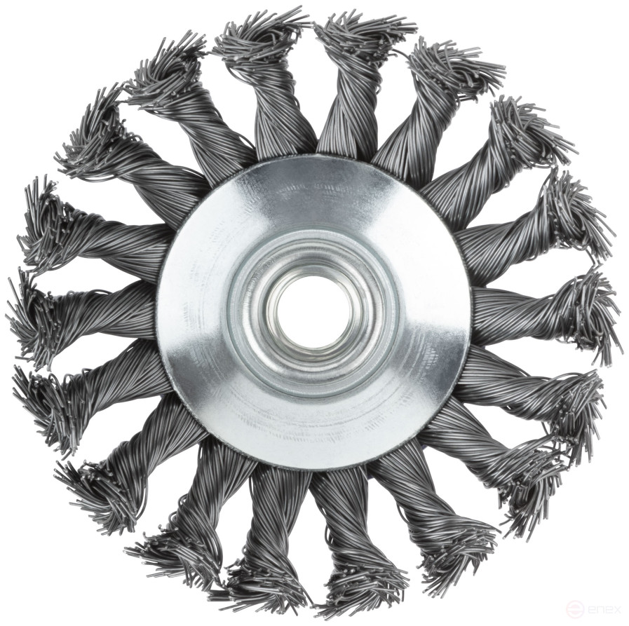 Щетка для УШМ, М14, тип "Тарелка", крученая проволока 0,5 мм, 100 мм, блистер, CUTOP Profi