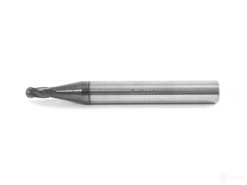 Spherical carbide end mill 3 x 6 x 50 R=1.5 P45C Z=4 c/x dx=6 G430-030.060A-P45C Beltools