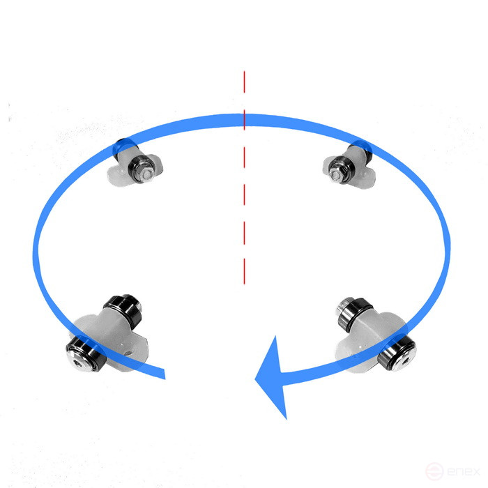 Double bearing support rollers (4 pcs) for linear movement, height 19.5 mm