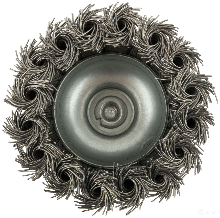 Cup plate, with stud, 65 mm twisted steel wire