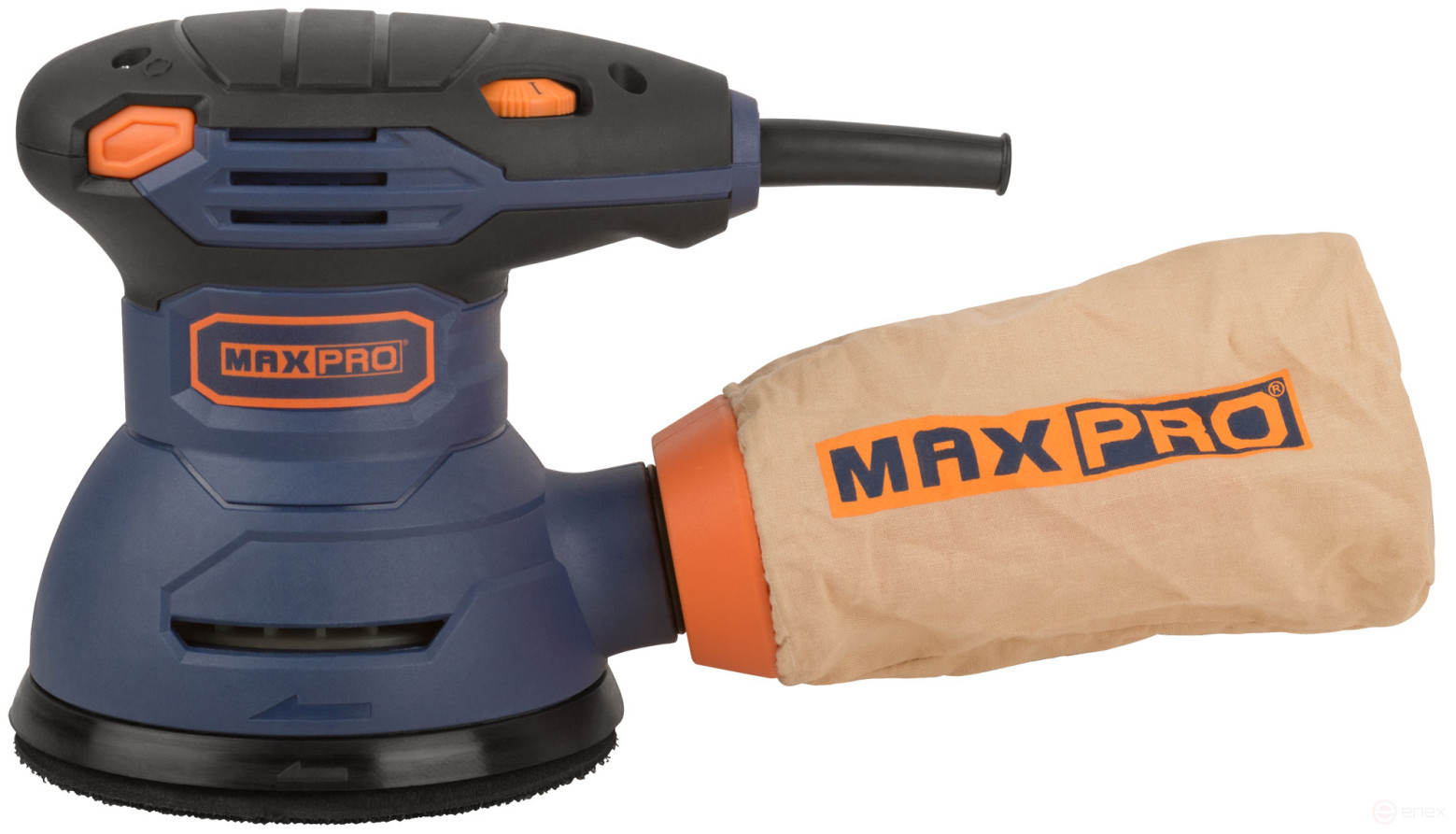 MAX-PRO Шлифмашина эксцентриковая 300 Вт; 5000-12000 об/мин; 125 мм; 1,2 кг; липучка; пылезащищенный выключатель; коробка
