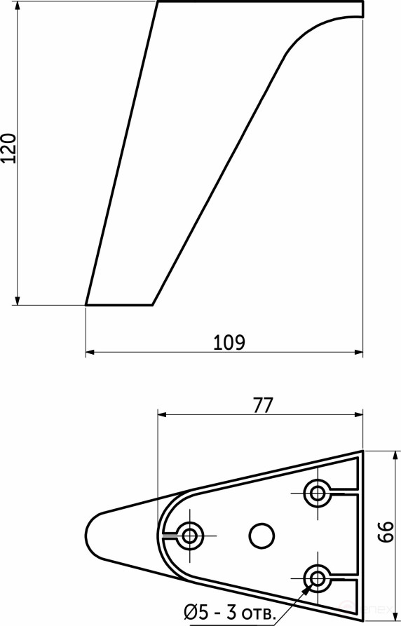 Опора меб. пласт. В-16 h120 металлик AKS
