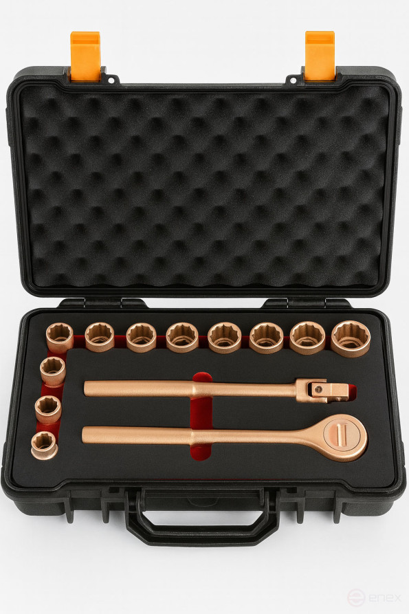 1/2" intrinsically safe socket set, 13 pieces AlCu, HORTZ