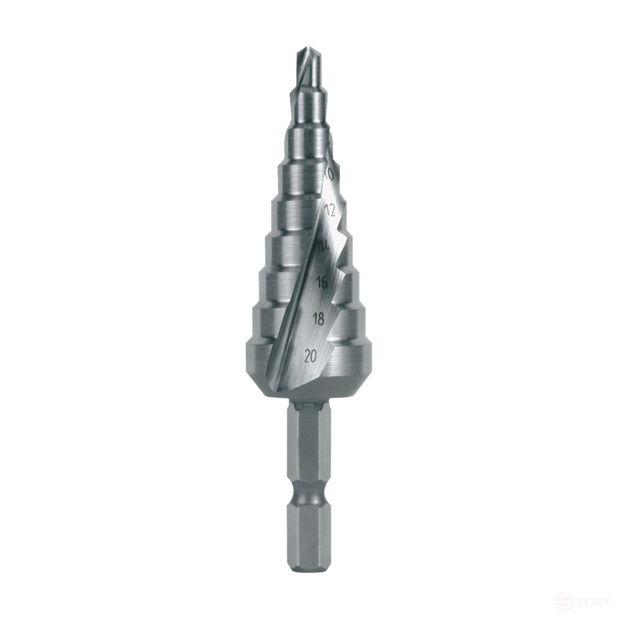 Step drill bit - Bit HSS CBN ground with spiral groove and sharpening of the tip Ø 4,0 - 20,00