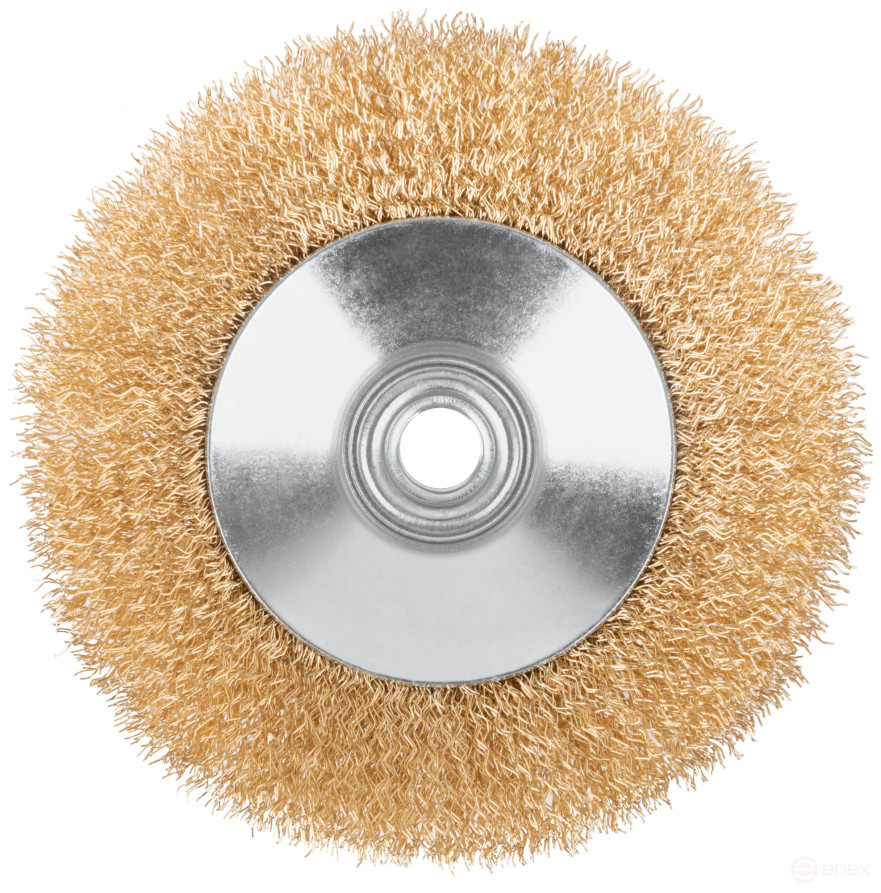 Щетка для УШМ, М14, тип "Тарелка", латун. витая проволока 0,3 мм, 125 мм, блистер, CUTOP Profi