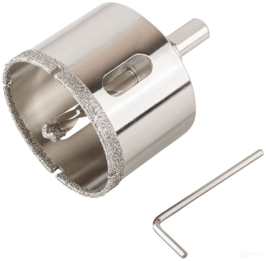 Коронка кольцевая по керамограниту, камню и кафелю алмазная с центровочным сверлом 55х70 мм