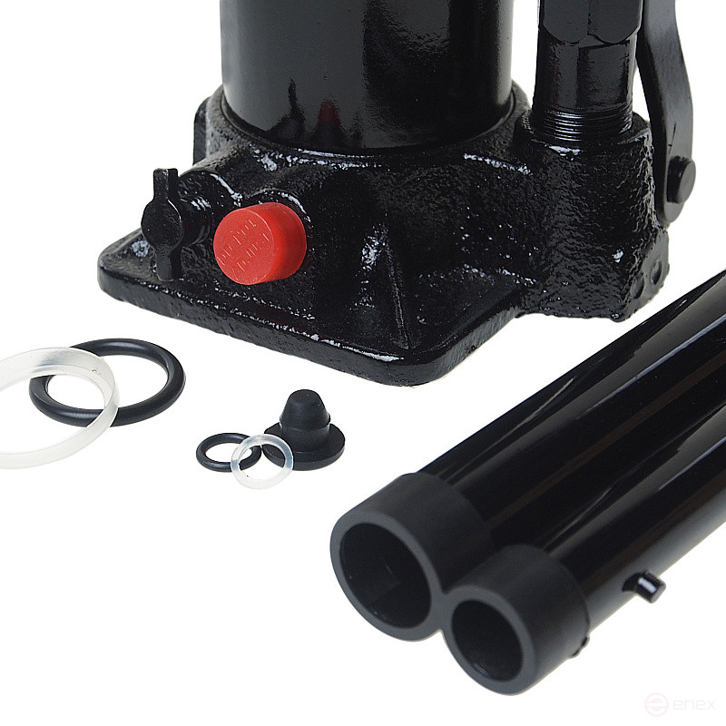 Домкрат гидравлический ER-80041 бутылочный с клапаном 4т, ремкомплект (выс. подъема 195-380мм) ЭВРИКА /1/5