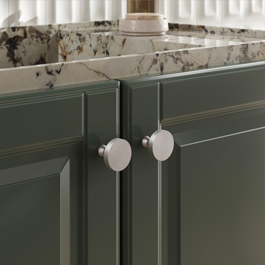 Ручка меб. кнопка мет. UNITY, шлифованная сталь, AKS