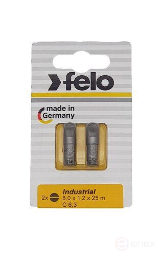 Felo Бита Плоская шлицевая 8X1,2X25, серия Industrial, 2шт в блистере 02080036