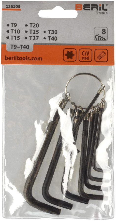 Набор Г-обр. TORX 8 пр. (Т9-Т40) (на кольце) BERIL
