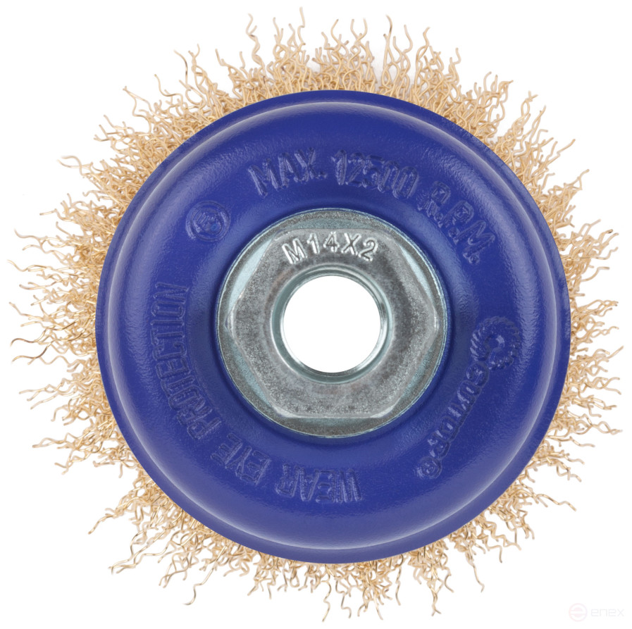 Щетка для УШМ, М14, тип "Чашка", латун. витая проволока 0,3 мм, 75 мм, блистер, CUTOP Profi