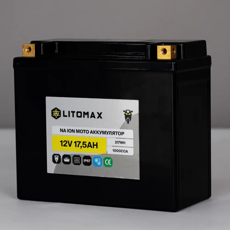 LITOMAX 12V 17.5Ah 217Wh YTX30H R Sodium Starter Motorcycle Battery+