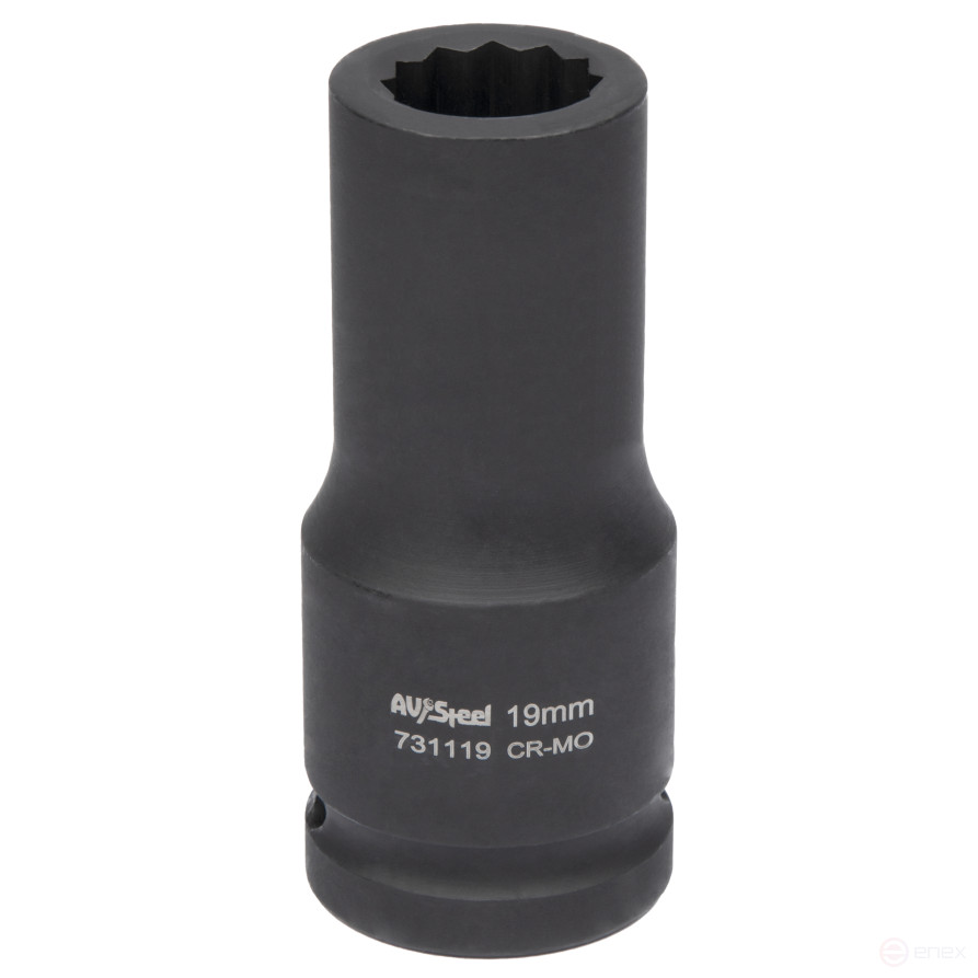 Головка ударная 3/4" двенадцатигранная удлиненная 19мм "AV Steel" AV-731119
