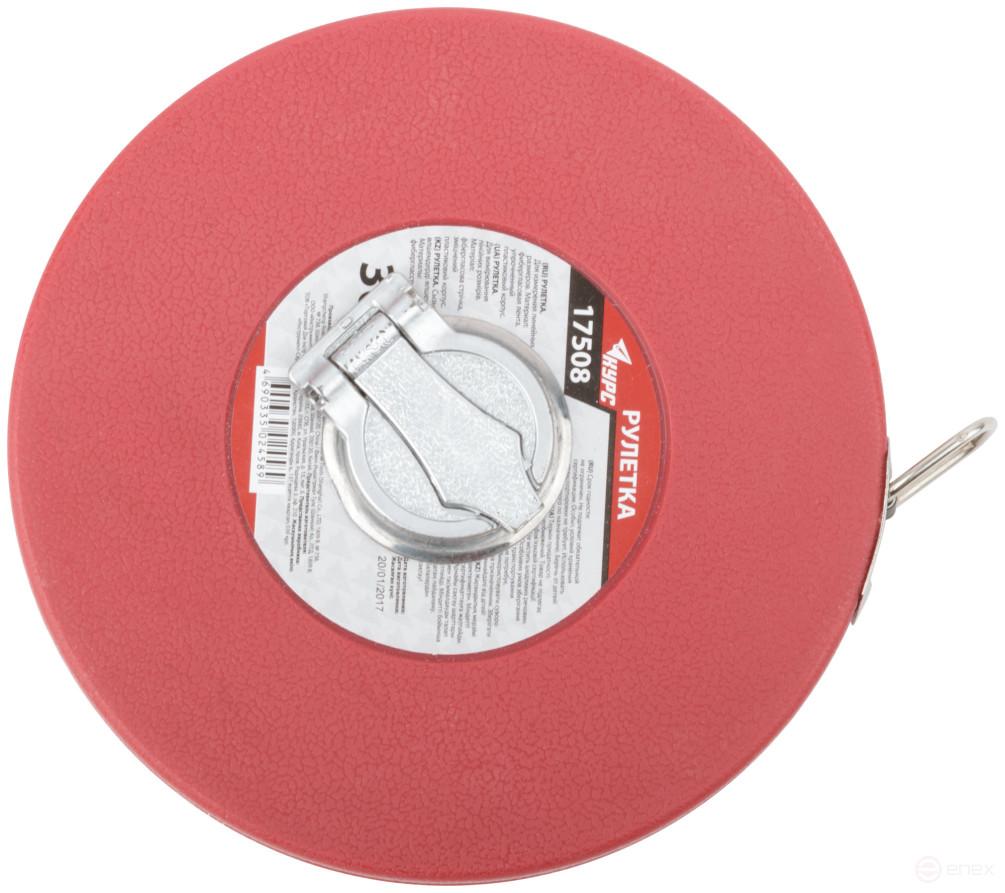 Tape measure, fiberglass tape, red plastic case 30 m