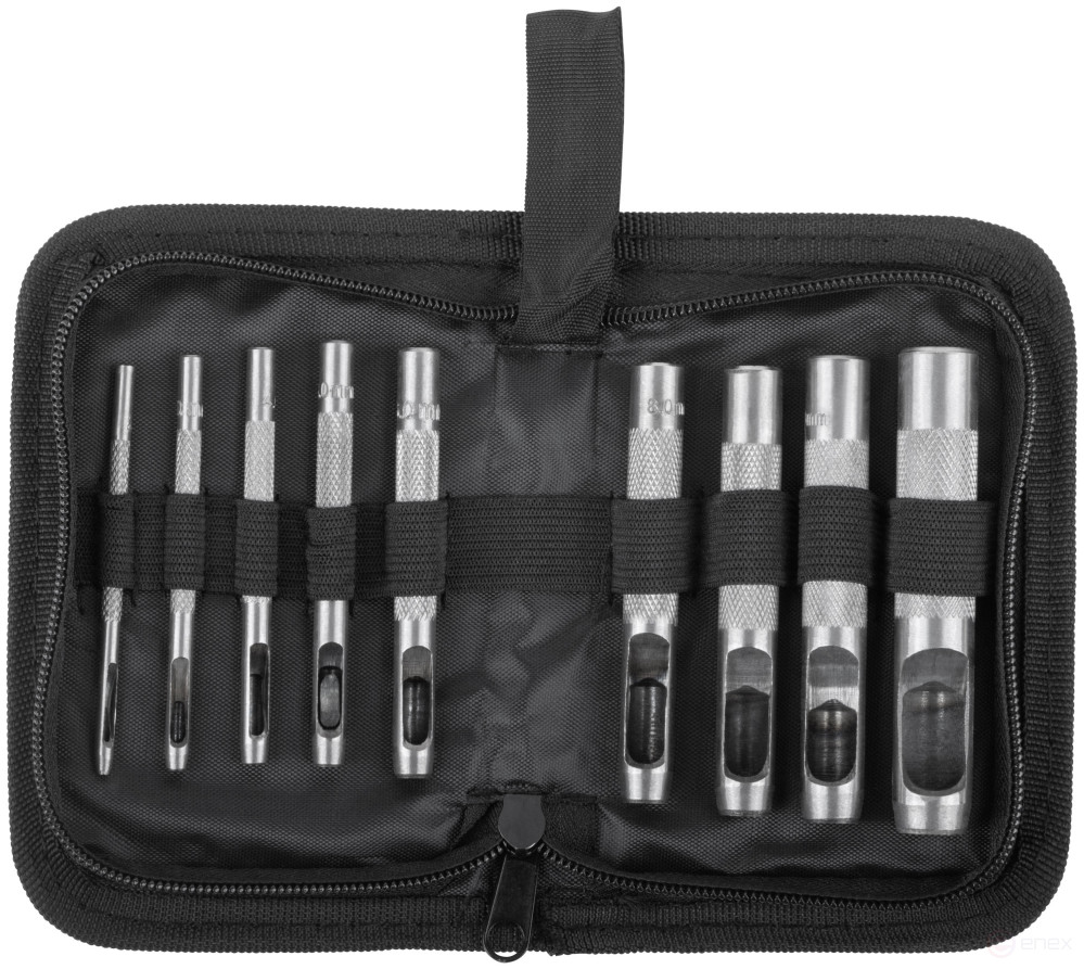 Пробойники для кожи, набор 9 шт. (отверстия 2-3-4-5-6-8-9-10-13 мм)