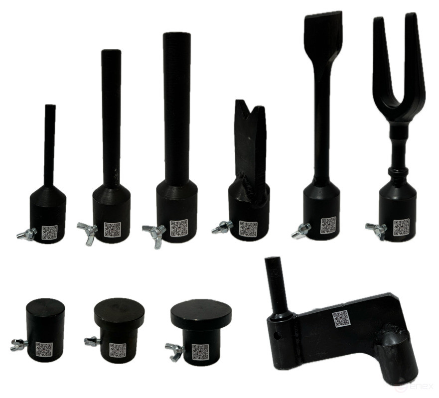 Комплект выколоток для Динамической кувалды (10 шт: зауженная (3 размера), грибок (3 размера), лопатка, прямая плоская, вилка, разноосная)