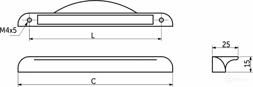 Handle metal bracket met. METAX 128, matte black, AKS