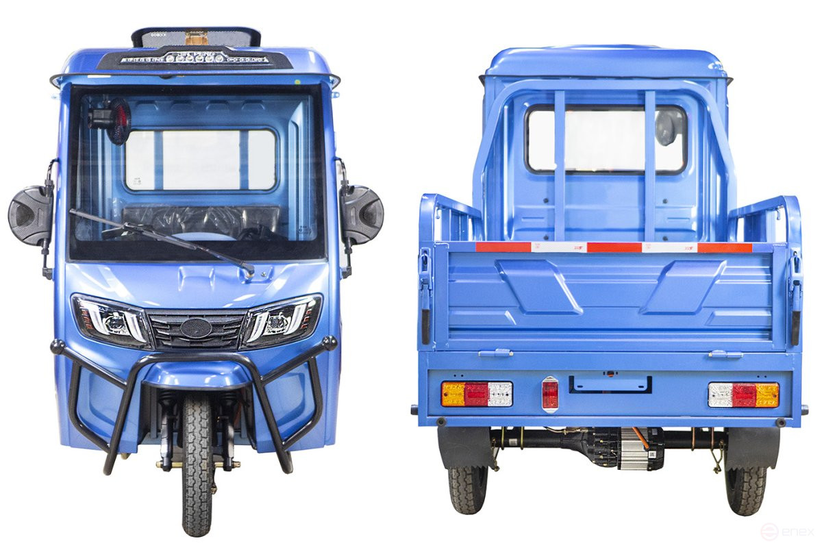 Грузовой электротрицикл Rutrike КАРГО Кабина обогрев 1500 60V1000W, серый