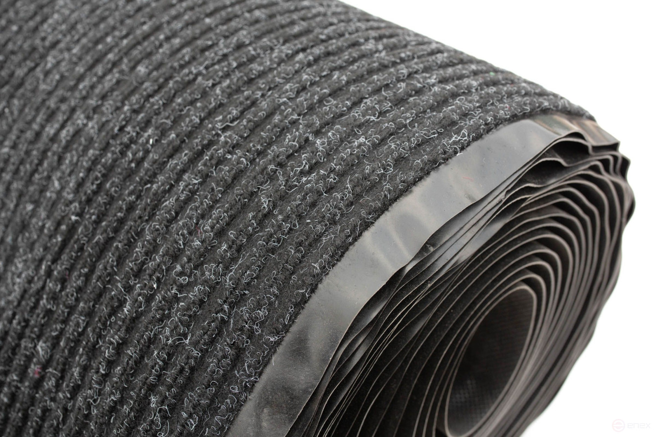 Outdoor Dirt-resistant pile Mat Ribbed 1200x10000 mm Black