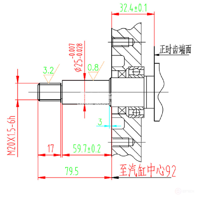Коленвал LIFAN 13100/177F (для мотопомпы 80SP) резьбовой вал W1 type