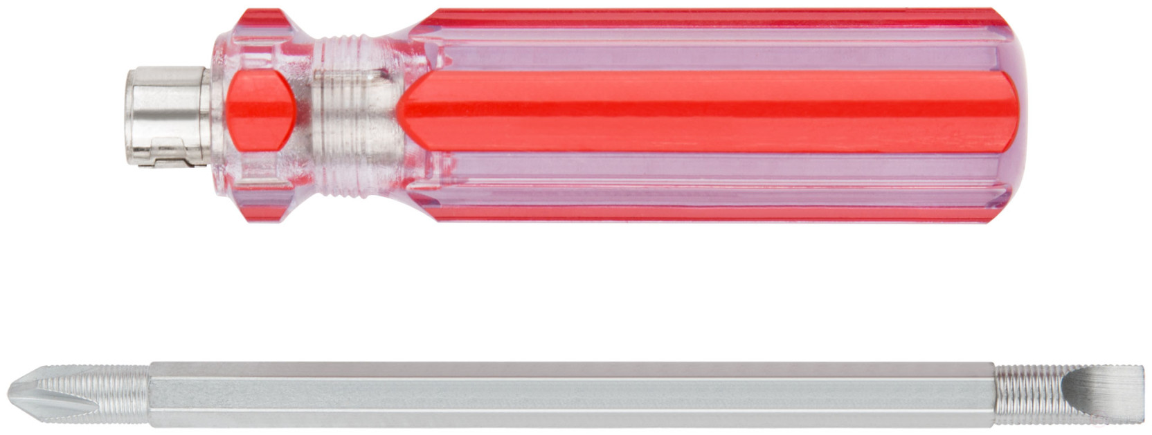 Screwdriver with adjustable sting, plastic red transparent handle 6x85 mm PH2/SL6