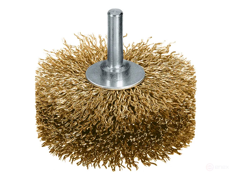 Щетка цилиндрическая гофрированная, Д80*35 мм, хвостовик 8 мм, латунированная гофрированная проволока STM 0,25 мм