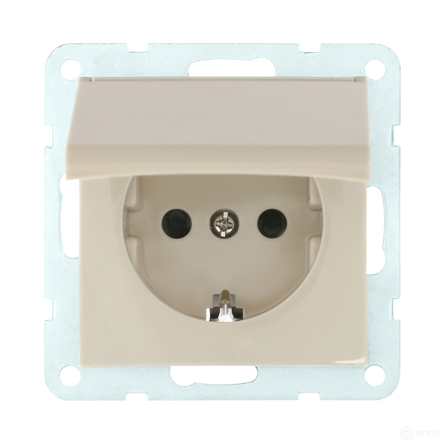 Socket with S/c, blinds and lid (beige) LK60