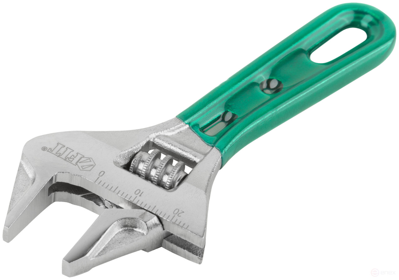 Adjustable "Smart" wrench, CrV, shortened, narrow jaws, scale, extra magnification.Grip 115mm (24mm)