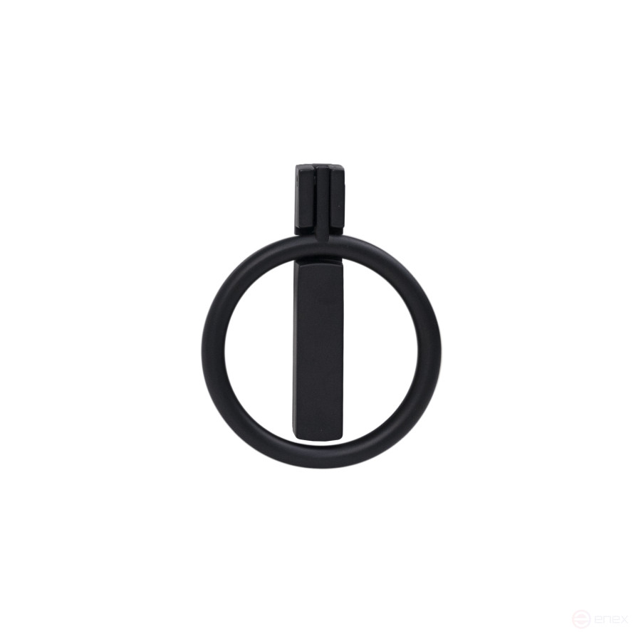 Handle meb. button met. ROUND black matte, AKS