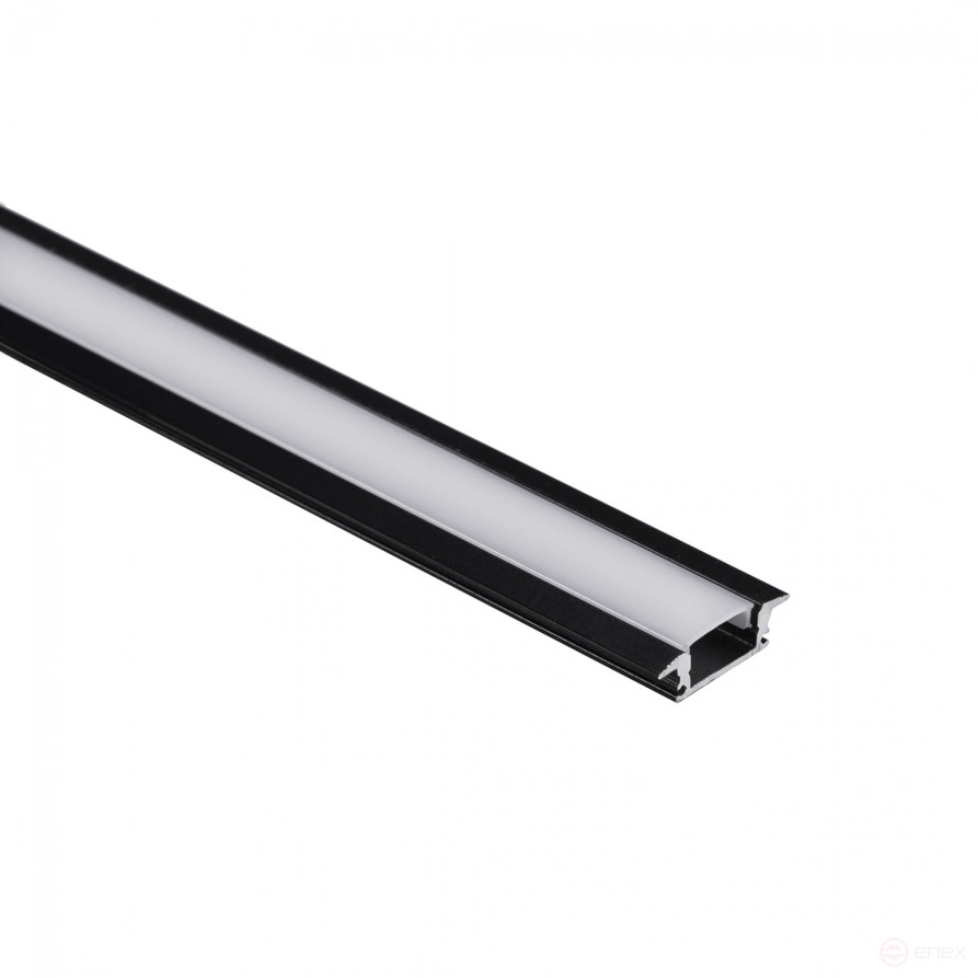 Профиль алюминиевый врезной LIRA-1707 с экраном, цвет черный, 2м, AKS