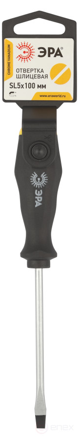 100SL5 Отвертка ЭРА SL 5х100 мм шлицевая двухкомпонентная рукоятка