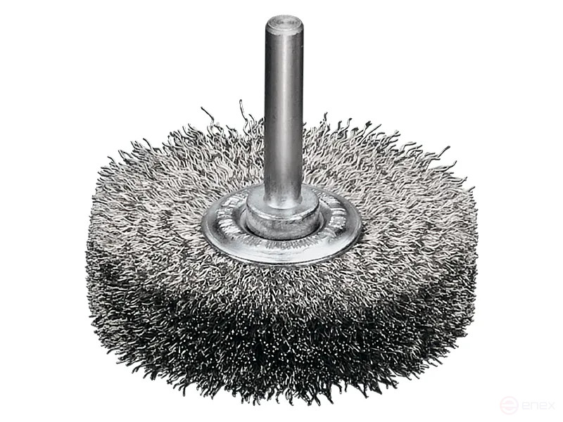 Щетка цилиндрическая гофрированная, Д70*18 мм, хвостовик 6 мм, нержавеющая гофрированная проволока ROF 0,20 мм