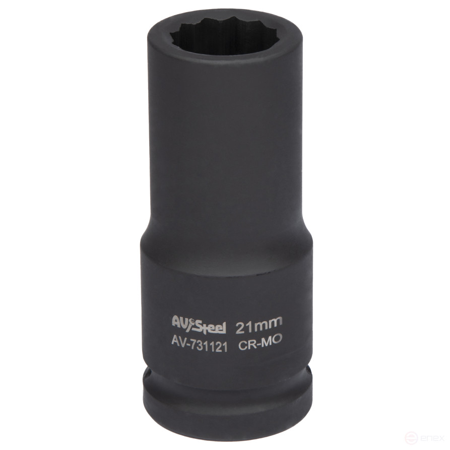 Головка ударная 3/4" двенадцатигранная удлиненная 21мм "AV Steel" AV-731121