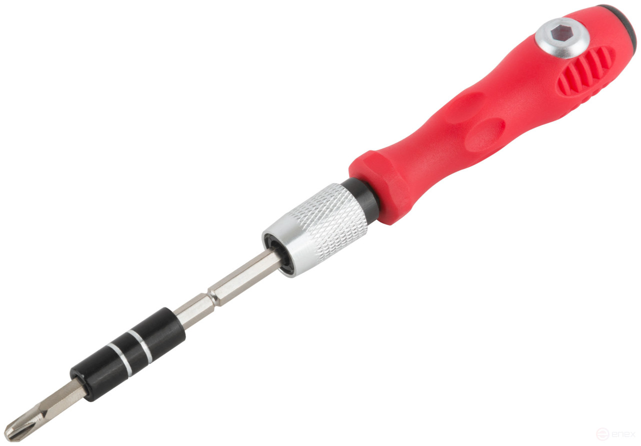Screwdriver with bits for precision work, 30 bits, extension cord, in a plastic box
