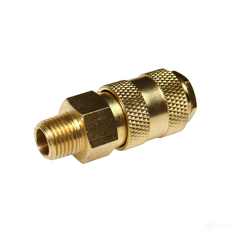Быстроразъем пневматический ER-BSE1-2SM:с клапаном с наружной резьбой 1/4" (латунь) ЭВРИКА /1/10