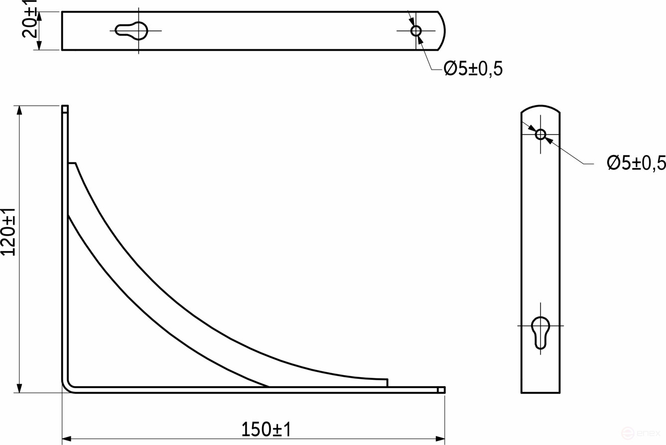 Полкодержатель мет. KOMETA 150*120*20*3, белый AKS