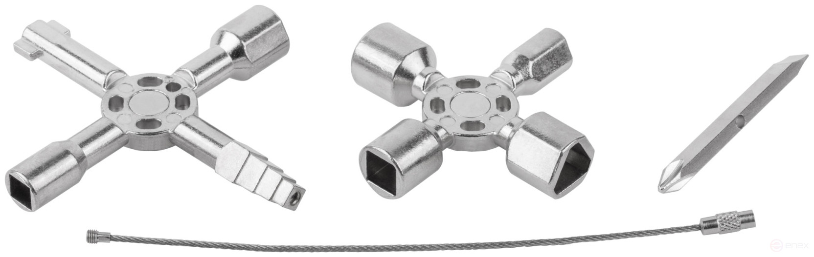 Ключ универсальный для электрошкафов 10-в-1, двусторонняя CrV бита РН2/SL7