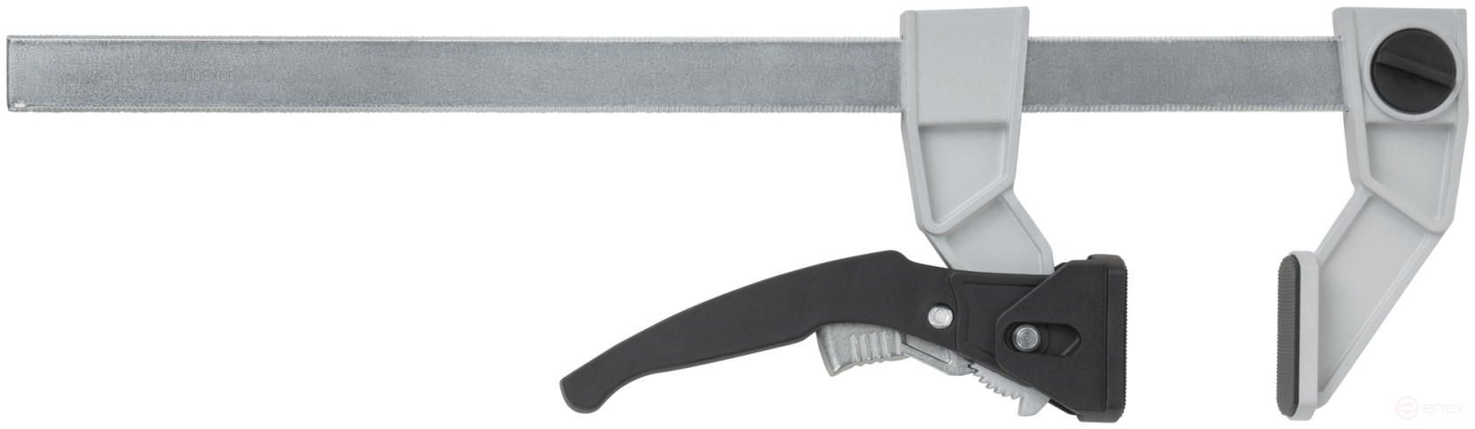 Струбцина рычажная быстрозажимная, усилие сжатия 200 кг, рычажный храповый механизм, металлический корпус, Профи, 90 х 300 мм