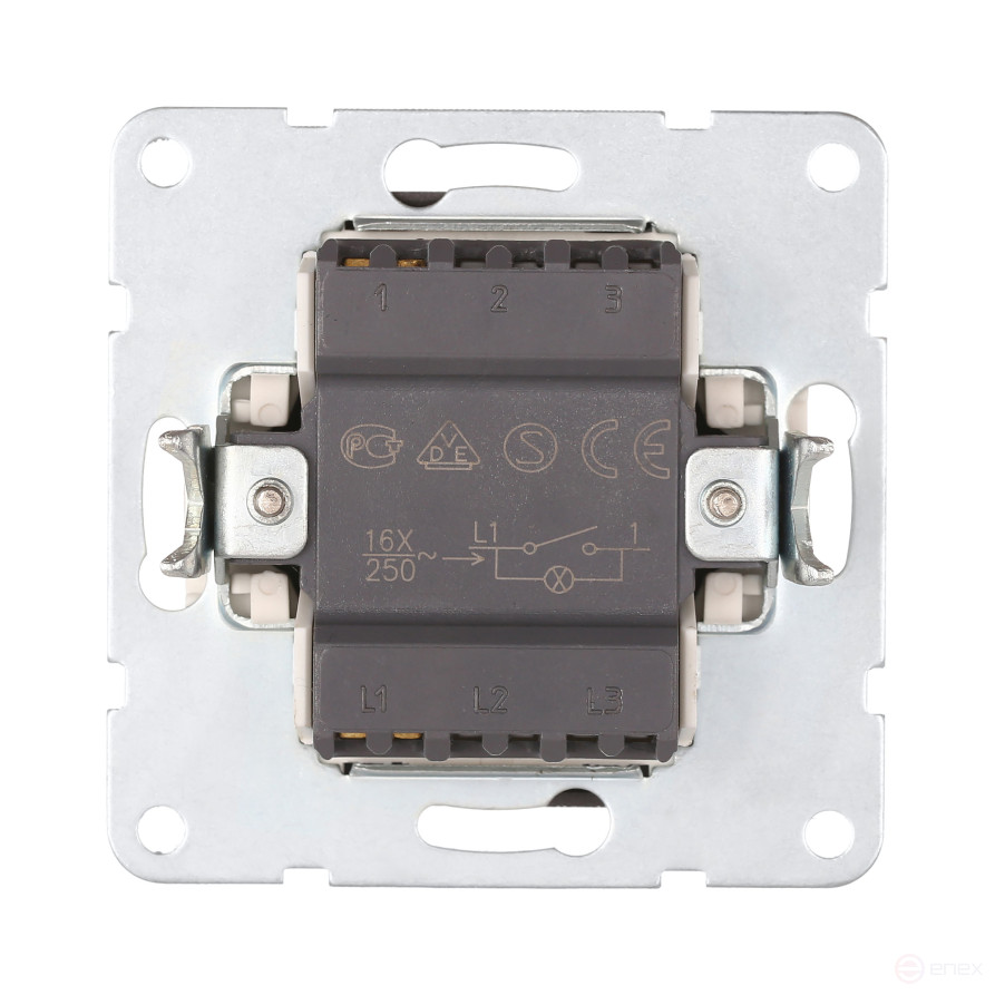 Switch 1-cl., with indicator (circuit 1L) 16 A, 250 B (silver metallic) LK60
