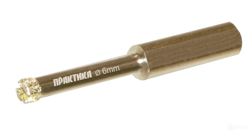 Коронка алмазная ПРАКТИКА "Профи" по керамограниту/керамике 6х65мм (1шт) блистер (917-507)