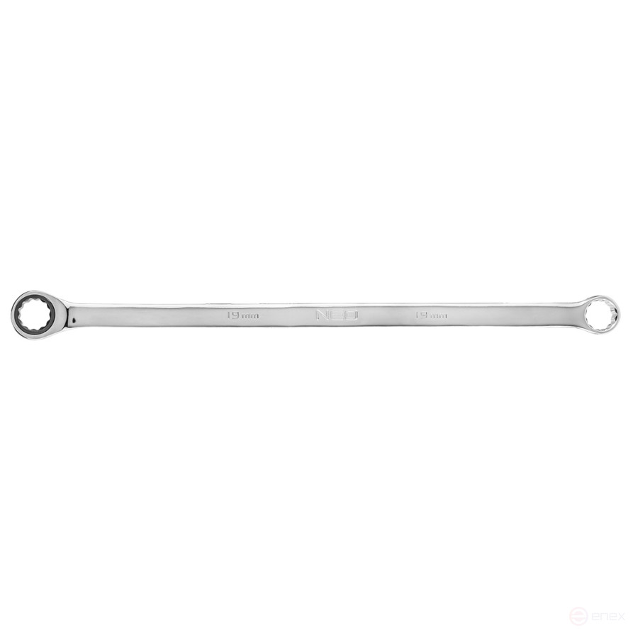 Ключ накидной двойной с храповым механизмом, длинный, 19 мм